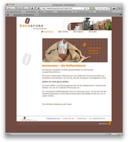 Webseite Bonaaroma